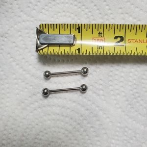 2 stainless steel barbells for piercings
